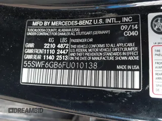 2015 Mercedes-Benz C-Class C 400 with VIN 55SWF6GB6FU010138, listed as a IAAI auction lot 41698016 with 150,824 mi miles. Bid and sale history available at carsss.com. Image 9.
