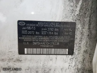 2013 Hyundai Elantra Limited with VIN 5NPDH4AE1DH376338, listed as a Copart auction lot 54831875 with 174,676 mi miles and Clean Title. Bid and sale history available at carsss.com. Image 12.