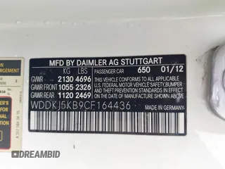 2012 Mercedes-Benz E 350 with VIN WDDKJ5KB9CF164436, listed as a IAAI auction lot 41494355 with 165,147 mi miles and . Bid and sale history available at DreamBid. Image 9.