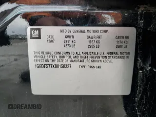 2008 Cadillac CTS RWD w/1SA with VIN 1G6DF577X80158327, listed as a Copart auction lot 51282375 with 47,439 mi miles and Salvage Title. Bid and sale history available at carsss.com. Image 12.
