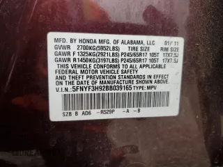 2011 Honda Pilot Touring z VIN 5FNYF3H92BB039165, wystawiony jako Copart lot #59596105 z przebiegiem 182 944 mil mil oraz Szkoda całkowita • Salvage title. Historia ofert i sprzedaży dostępna na DreamBid. Obrazek 14.