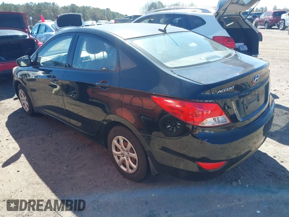 2012 Hyundai Accent GLS with VIN KMHCT4AE3CU265199, listed as a IAAI auction lot 41826958 with 121,618 mi miles. Bid and sale history available at carsss.com. Image 3.