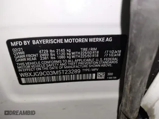 2021 BMW X1 xDrive28i with VIN WBXJG9C03M5T23289, listed as a IAAI auction lot 41603974 with 60,798 mi miles. Bid and sale history available at carsss.com. Image 9.