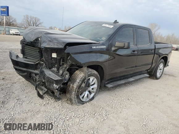 2021 Chevrolet Silverado 1500 Custom with VIN 1GCPYBEK9MZ394709, listed as a Copart auction lot 85477834 with 38,313 mi miles and Salvage Title. Bid and sale history available at DreamBid. Image 1.