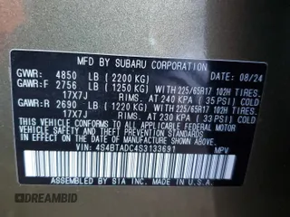 2025 Subaru Outback Premium with VIN 4S4BTADC4S3133691, listed as a Copart auction lot 84056714 with 131 mi miles and Salvage Title. Bid and sale history available at carsss.com. Image 14.