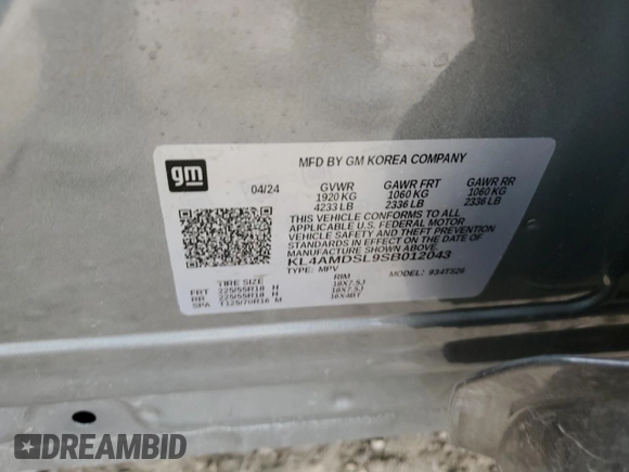 2025 Buick Encore GX Sport Touring с VIN KL4AMDSL9SB012043, выставлен на аукционе Copart как лот 53278345 с пробегом Не указан миль и Списание • Salvage title. История ставок и продаж доступна на DreamBid. Изображение 13.