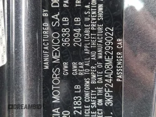 2021 Kia Forte LXS с VIN 3KPF24AD8ME299022, выставлен на аукционе Copart как лот 61332415 с пробегом 31 950 миль миль и Списание • Salvage title. История ставок и продаж доступна на DreamBid. Изображение 12.