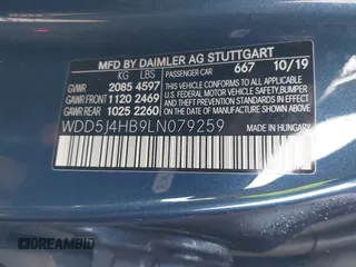 2020 Mercedes-Benz CLA with VIN WDD5J4HB9LN079259, listed as a IAAI auction lot 41450605 with 51,492 mi miles. Bid and sale history available at carsss.com. Image 9.