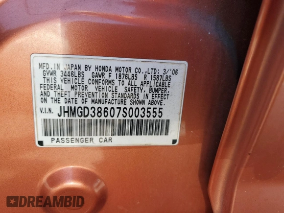 2007 Honda Fit Sport with VIN JHMGD38607S003555, listed as a Copart auction lot 70686834 with 141,940 mi miles and Salvage Title. Bid and sale history available at carsss.com. Image 12.