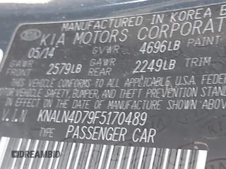 2015 Kia Cadenza Premium with VIN KNALN4D79F5170489, listed as a IAAI auction lot 41688482 with 158,340 mi miles. Bid and sale history available at carsss.com. Image 9.