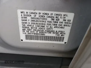 2005 Honda Pilot LX z VIN 2HKYF18195H511883, wystawiony jako Copart lot #53754595 z przebiegiem 269 419 mil mil oraz Szkoda całkowita • Salvage title. Historia ofert i sprzedaży dostępna na DreamBid. Obrazek 14.