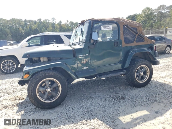 2001 Jeep Wrangler Sahara with VIN 1J4FA59S71P339334, listed as a Copart auction lot 74805224 with 265,778 mi miles and Salvage Title. Bid and sale history available at carsss.com. Image 1.