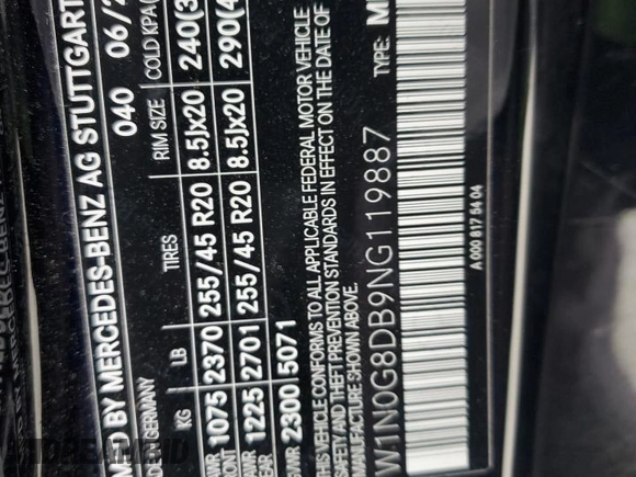 2022 Mercedes-Benz GLC 300 with VIN W1N0G8DB9NG119887, listed as a Copart auction lot 53016085 with 34,126 mi miles and Salvage title. Bid and sale history available at DreamBid. Image 13.