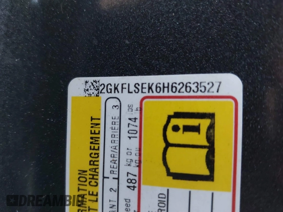 2017 GMC Terrain SLE with VIN 2GKFLSEK6H6263527, listed as a IAAI auction lot 40366267 with 80,153 mi miles and . Bid and sale history available at carsss.com. Image 9.