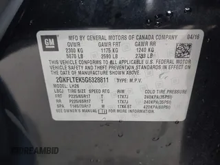 2016 GMC Terrain SLE with VIN 2GKFLTEK5G6328811, listed as a IAAI auction lot 41531854 with 200,662 mi miles. Bid and sale history available at carsss.com. Image 9.