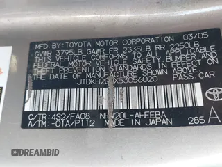 2005 Toyota Prius z VIN JTDKB20UX53056020, wystawiony jako IAAI lot #41829041 z przebiegiem 224 762 mil mil oraz . Historia ofert i sprzedaży dostępna na DreamBid. Obrazek 9.