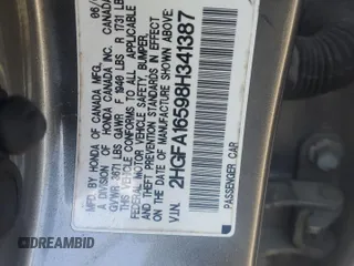 2008 Honda Civic LX z VIN 2HGFA16598H341387, wystawiony jako Copart lot #56383025 z przebiegiem 193 907 mil mil oraz Szkoda całkowita • Salvage title. Historia ofert i sprzedaży dostępna na DreamBid. Obrazek 12.