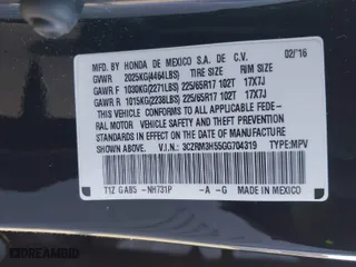 2016 Honda CR-V EX with VIN 3CZRM3H55GG704319, listed as a IAAI auction lot 41881698 with 170,246 mi miles. Bid and sale history available at carsss.com. Image 9.