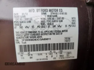 2012 Ford Explorer XLT с VIN 1FMHK8D83CGA89811, выставлен на аукционе Copart как лот 64611545 с пробегом 205 232 миль миль и Списание • Salvage title. История ставок и продаж доступна на DreamBid. Изображение 13.