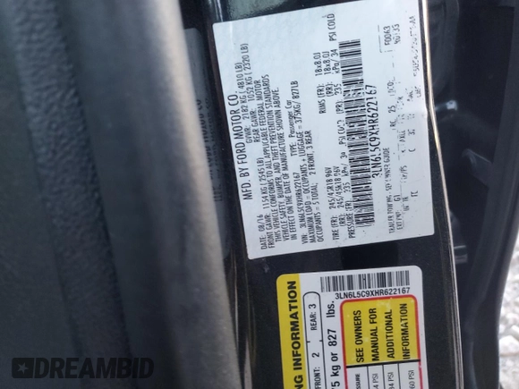 2017 Lincoln MKZ Select with VIN 3LN6L5C9XHR622167, listed as a Copart auction lot 49326905 with 88,550 mi miles and Salvage Title. Bid and sale history available at DreamBid. Image 12.