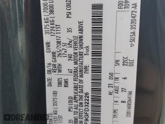 2016 Ford F-150 XLT z VIN 1FTEW1EF9GFD32226, wystawiony jako Copart lot #48147255 z przebiegiem 164 071 mil mil oraz Szkoda całkowita • Salvage title. Historia ofert i sprzedaży dostępna na DreamBid. Obrazek 12.