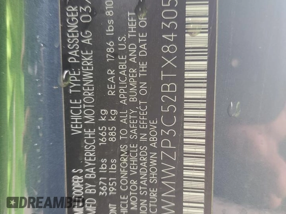 2011 MINI Convertible S z VIN WMWZP3C52BTX84305, wystawiony jako Copart lot #59586995 z przebiegiem 36 217 mil mil oraz Szkoda całkowita • Salvage title. Historia ofert i sprzedaży dostępna na DreamBid. Obrazek 12.