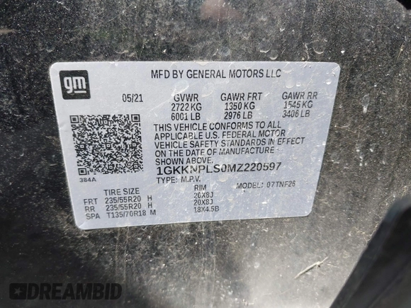 2021 GMC Acadia Denali с VIN 1GKKNPLS0MZ220597, выставлен на аукционе IAAI как лот 41907954 с пробегом 29 494 миль миль и . История ставок и продаж доступна на DreamBid. Изображение 9.