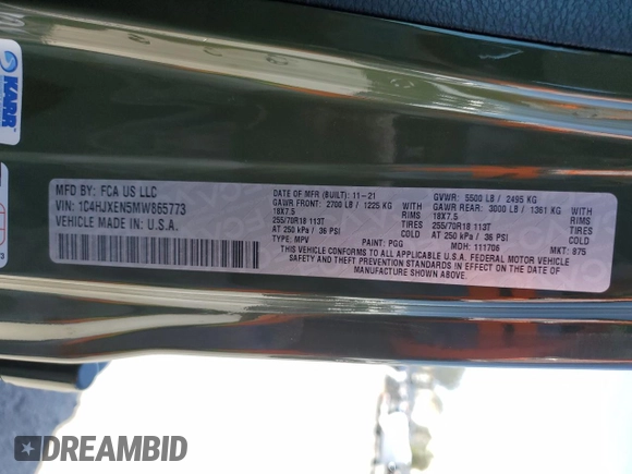 2021 Jeep Wrangler Unlimited Sahara Altitude с VIN 1C4HJXEN5MW865773, выставлен на аукционе Copart как лот 66431724 с пробегом 61 101 миль миль и Списание • Salvage title. История ставок и продаж доступна на DreamBid. Изображение 15.