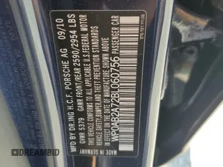 2011 Porsche Panamera S с VIN WP0AB2A72BL060756, выставлен на аукционе Copart как лот 60761125 с пробегом Не указан миль и Чистый • Clean title. История ставок и продаж доступна на DreamBid. Изображение 12.