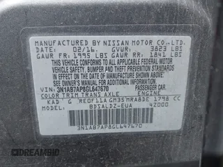 2016 Nissan Sentra S with VIN 3N1AB7AP8GL647670, listed as a IAAI auction lot 42141355 with 257,526 mi miles. Bid and sale history available at carsss.com. Image 9.