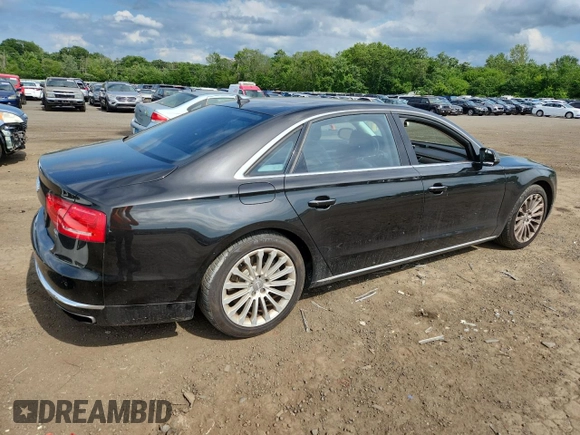 2013 Audi A8 4.0L with VIN WAUR2AFD2DN028826, listed as a Copart auction lot 64756025 with 107,761 mi miles and Salvage title. Bid and sale history available at DreamBid. Image 3.