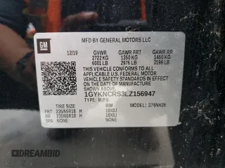 2020 Cadillac XT5 Premium Luxury FWD with VIN 1GYKNCRS3LZ156947, listed as a Copart auction lot 56508805 with Not provided miles and Non repairable. Bid and sale history available at DreamBid. Image 12.