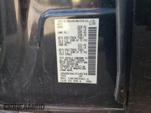 2010 Nissan Frontier Pro-4X with VIN 1N6AD0EVXAC414638, listed as a Copart auction lot 72902794 with Not provided miles and Salvage title. Bid and sale history available at DreamBid. Image 12.
