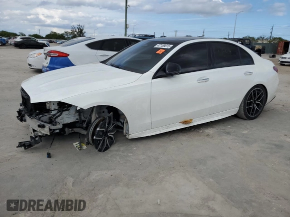 2022 Mercedes-Benz C 300 with VIN W1KAF4GB9NR043911, listed as a Copart auction lot 47158615 with 41,721 mi miles and Salvage Title. Bid and sale history available at DreamBid. Image 1.