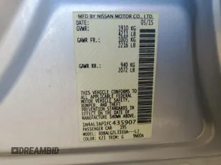 2015 Nissan Altima 2.5 S with VIN 1N4AL3AP1FC435907, listed as a Copart auction lot 48872025 with 106,635 mi miles and Salvage Title. Bid and sale history available at carsss.com. Image 15.