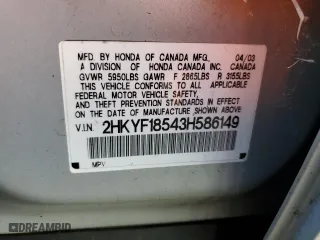 2003 Honda Pilot EX with VIN 2HKYF18543H586149, listed as a Copart auction lot 85657484 with 167,318 mi miles and Clean Title. Bid and sale history available at carsss.com. Image 13.