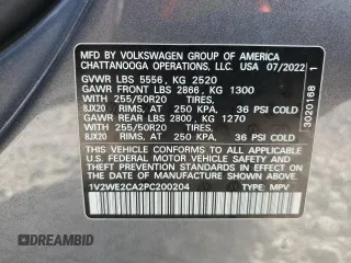 2023 Volkswagen Atlas SE z VIN 1V2WE2CA2PC200204, wystawiony jako Copart lot #85507754 z przebiegiem 50 260 mil mil oraz Szkoda całkowita • Salvage title. Historia ofert i sprzedaży dostępna na DreamBid. Obrazek 14.