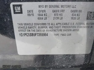 2015 Chevrolet Cruze LT with VIN 1G1PC5SB9F7269964, listed as a IAAI auction lot 41706730 with 71,404 mi miles. Bid and sale history available at carsss.com. Image 9.