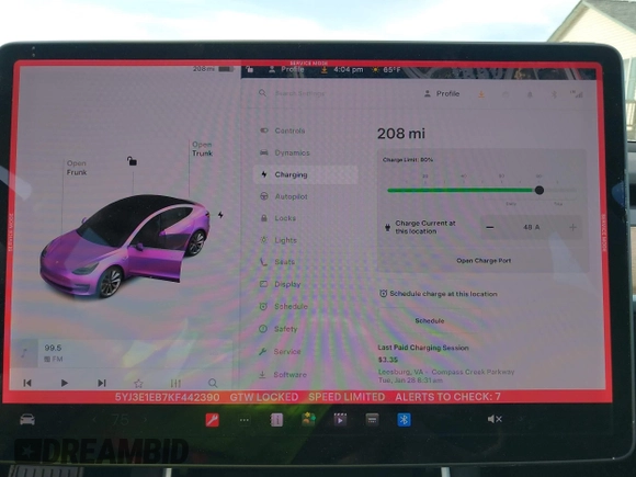 2019 Tesla Model 3 Long Range with VIN 5YJ3E1EB7KF442390, listed as a IAAI auction lot 41700122 with 65,539 mi miles. Bid and sale history available at carsss.com. Image 18.