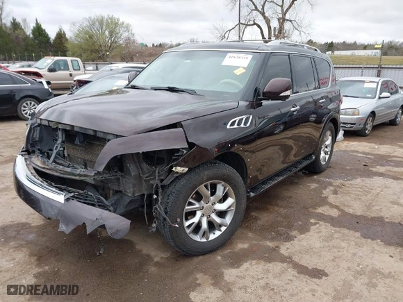 2012 Infiniti QX56 7-passenger with VIN JN8AZ2NE1C9017551, listed as a IAAI auction lot 41828339 with 203,551 mi miles. Bid and sale history available at carsss.com. Image 2.