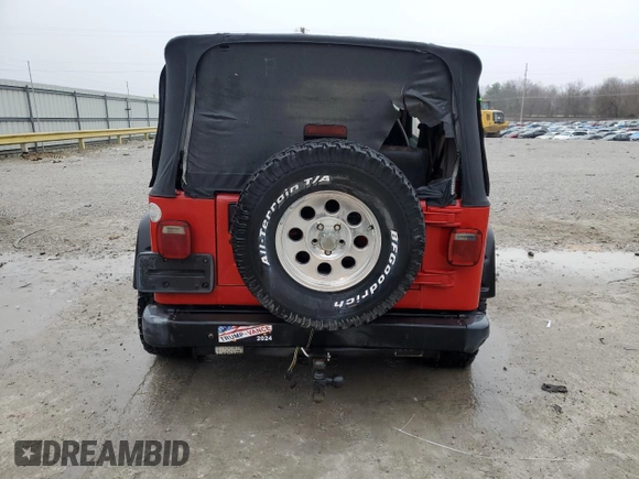 1999 Jeep Wrangler Sport with VIN 1J4FY19S1XP414364, listed as a Copart auction lot 43605485 with 184,363 mi miles and Non Repairable. Bid and sale history available at carsss.com. Image 6.
