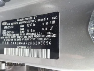 2013 Kia Optima LX with VIN 5XXGM4A72DG206656, listed as a IAAI auction lot 41514906 with 167,324 mi miles. Bid and sale history available at carsss.com. Image 9.