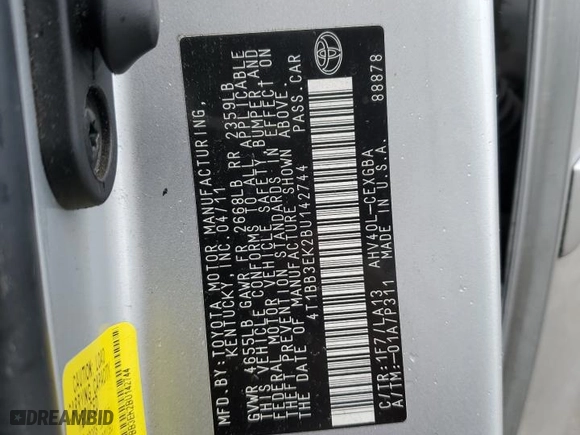 2011 Toyota Camry Hybrid with VIN 4T1BB3EK2BU142744, listed as a Copart auction lot 45397505 with 219,067 mi miles and Salvage Title. Bid and sale history available at carsss.com. Image 13.