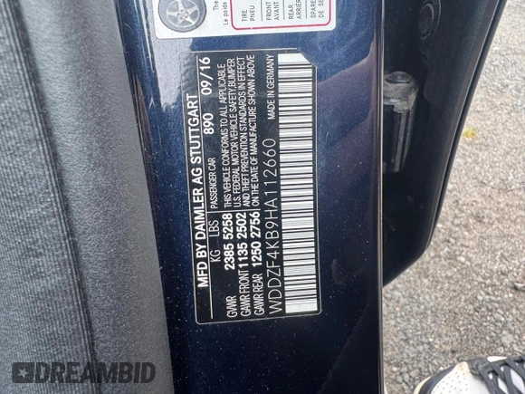 2017 Mercedes-Benz E 300 Luxury with VIN WDDZF4KB9HA112660, listed as a Copart auction lot 59171305 with 73,406 mi miles and Clean title. Bid and sale history available at DreamBid. Image 10.