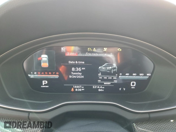 2023 Audi SQ5 Premium Plus with VIN WA1B4AFYXP2017560, listed as a Copart auction lot 72750824 with 14,447 mi miles and Salvage Title. Bid and sale history available at carsss.com. Image 9.