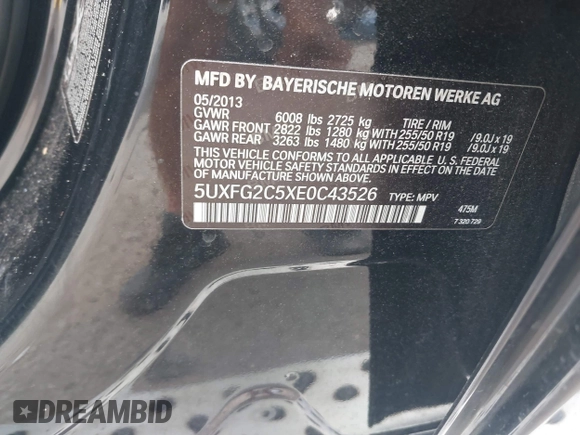 2014 BMW X6 xDrive35i with VIN 5UXFG2C5XE0C43526, listed as a IAAI auction lot 42121122 with 199,564 mi miles. Bid and sale history available at carsss.com. Image 9.