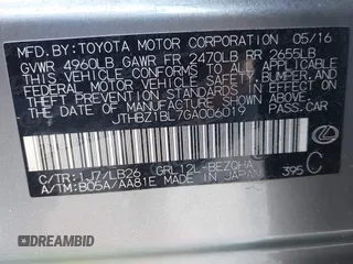 2016 Lexus GS 350 with VIN JTHBZ1BL7GA006019, listed as a IAAI auction lot 41754858 with 108,285 mi miles. Bid and sale history available at carsss.com. Image 9.