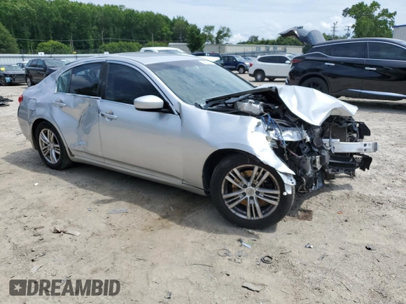 2012 Infiniti G25 Journey with VIN JN1DV6AP5CM701117, listed as a Copart auction lot 60403355 with 168,573 mi miles and Salvage title. Bid and sale history available at DreamBid. Image 4.