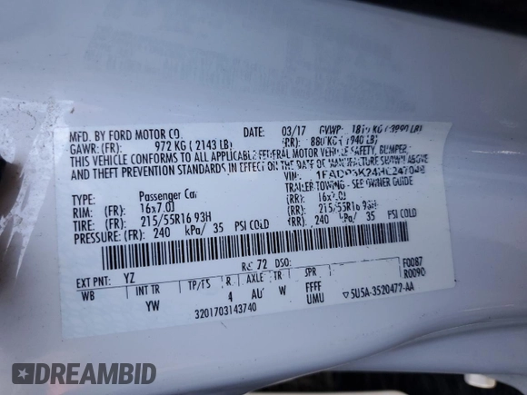 2017 Ford Focus SE with VIN 1FADP3K24HL247048, listed as a Copart auction lot 52564945 with 128,762 mi miles and Salvage Title. Bid and sale history available at carsss.com. Image 14.