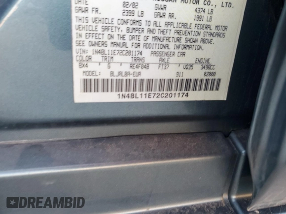 2002 Nissan Altima SE with VIN 1N4BL11E72C201174, listed as a Copart auction lot 79895454 with 164,506 mi miles and Salvage Title. Bid and sale history available at carsss.com. Image 14.